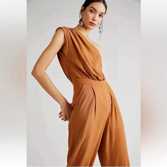 Free People Avery Jumpsuit One Shoulder Wide Leg Size 6 - Picture 13 of 13